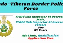 ITBPF SI Overseer Recruitment 2022: Apply online for 37 Posts ITBPF SI Overseer Recruitment