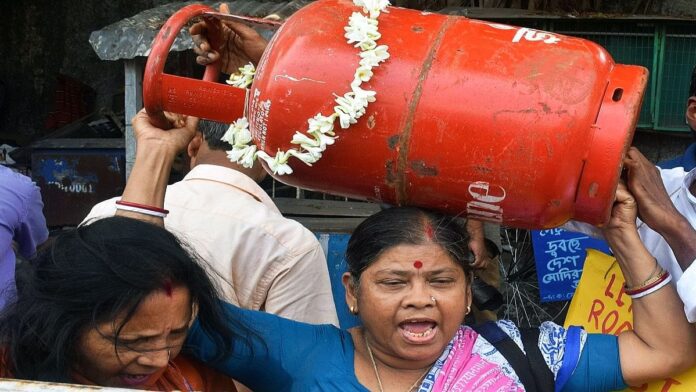 Representational image of a protest against rise in prices of fuel and LPG, in Kolkata 